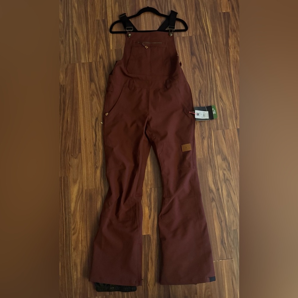 Maroon Snow Bib with Pockets